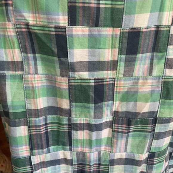 Talbots Patchwork Button Back Tank Top Womens Medium Blue Plaid Madras Cotton - Picture 6 of 13